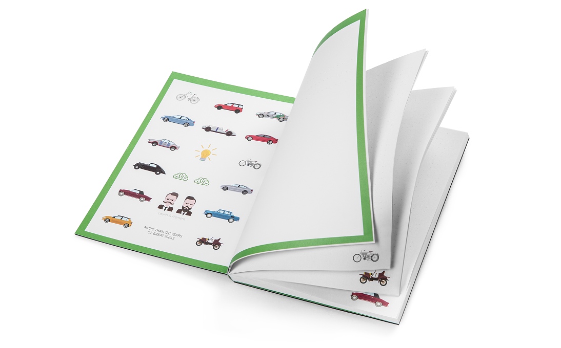 Notebook with Škodajis car motives