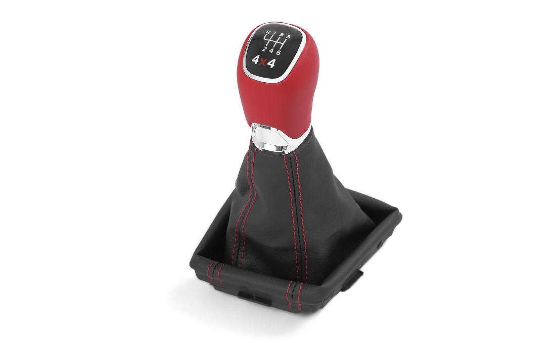 Leather gear stick knob and sleeve for 6° gearbox OCTAVIA III 4x4