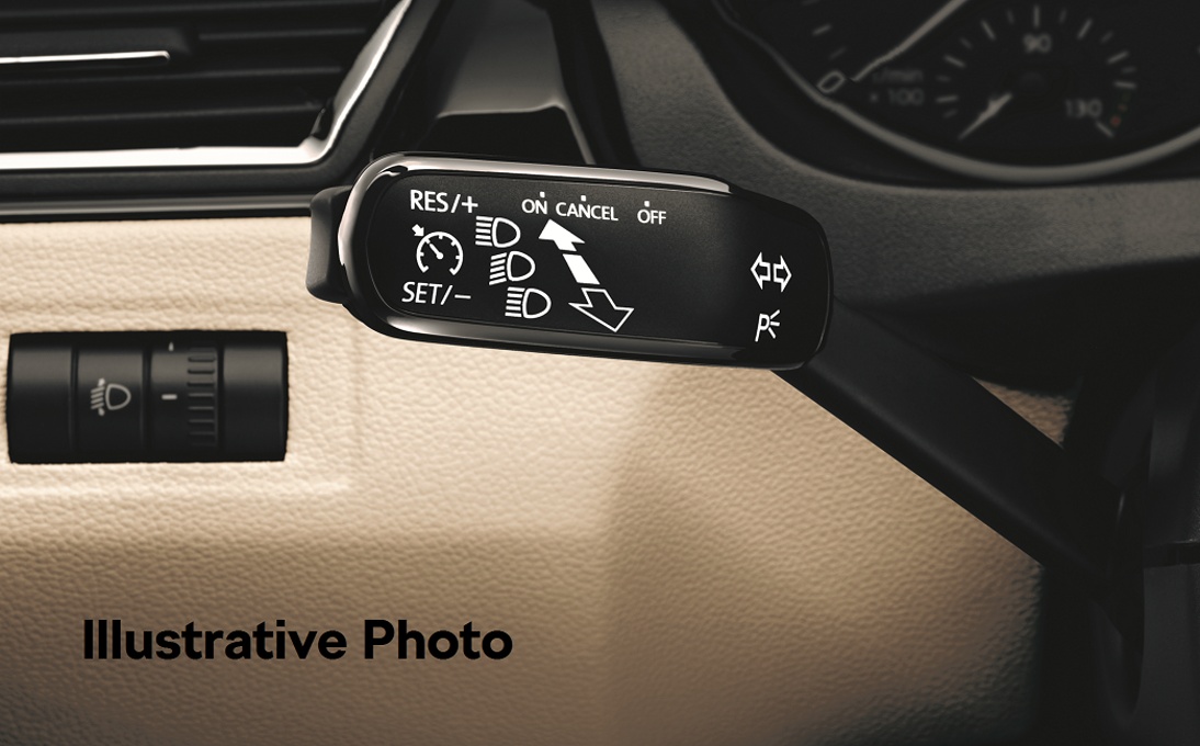 Cruise control system with steering column stalk without on-board computer controls