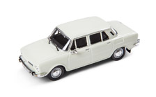 Model vozidla ŠKODA 110L (1973) 1:43 v bielej farbe.