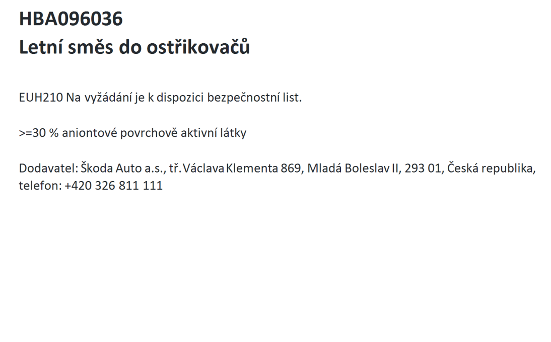 Summer washer mixture